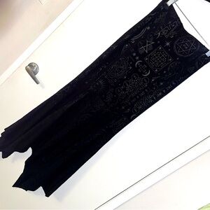 Killstar Graphic embossed pattern Pentagram Moon Stars Handkerchief Maxi Skirt